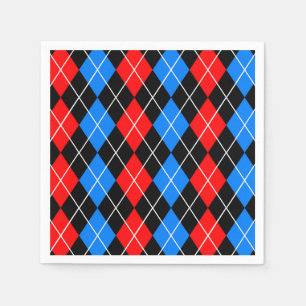Red Blue Black Argyle Diamond Pattern Design  Napkin