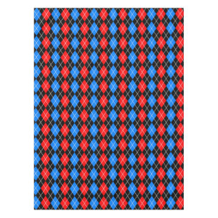Red Blue Black Argyle Plaid Design  Tablecloth