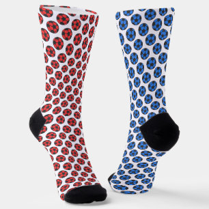 Red Blue Black White Soccer Ball Pattern Socks