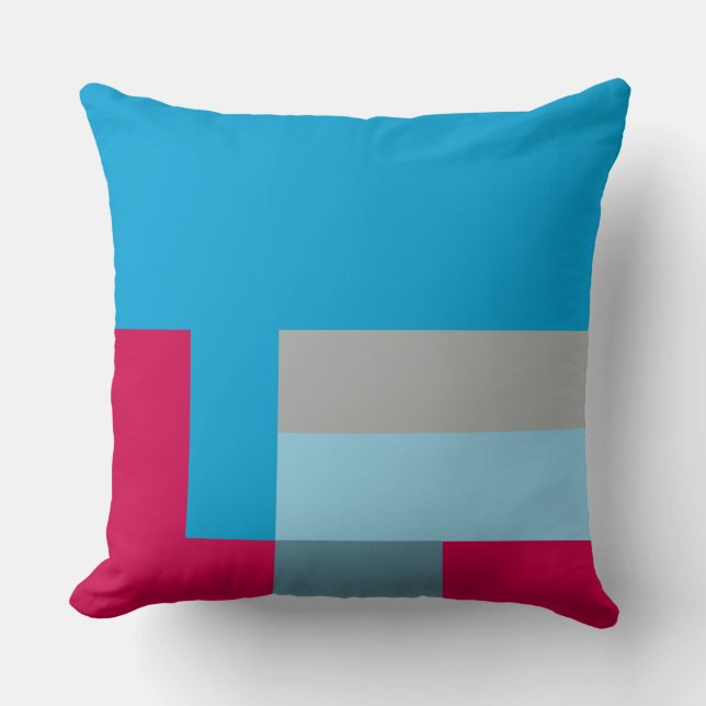 Red & Blue Blocks Throw Pillow (Front)