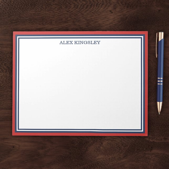 Red Blue Border Add Your Name Notepad (Creator Uploaded)