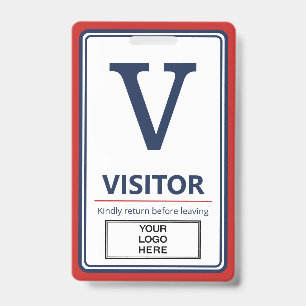 Red Blue Border Business Logo Visitor Badge