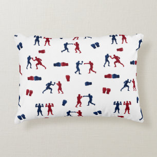 Red & Blue Boxing Gloves Boxer Pattern Accent Pillow