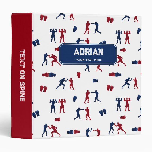 Red & Blue Boxing Gloves Boxer Pattern Binder (Front/Spine)