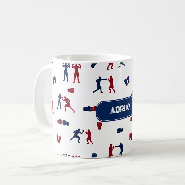 Red & Blue Boxing Gloves Boxer Pattern Coffee Mug (Front Left)