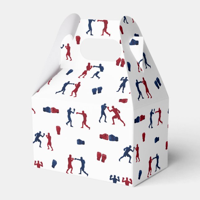 Red & Blue Boxing Gloves Boxer Pattern Favor Box (Front Side)