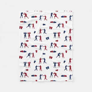 Red & Blue Boxing Gloves Boxer Pattern Fleece Blanket