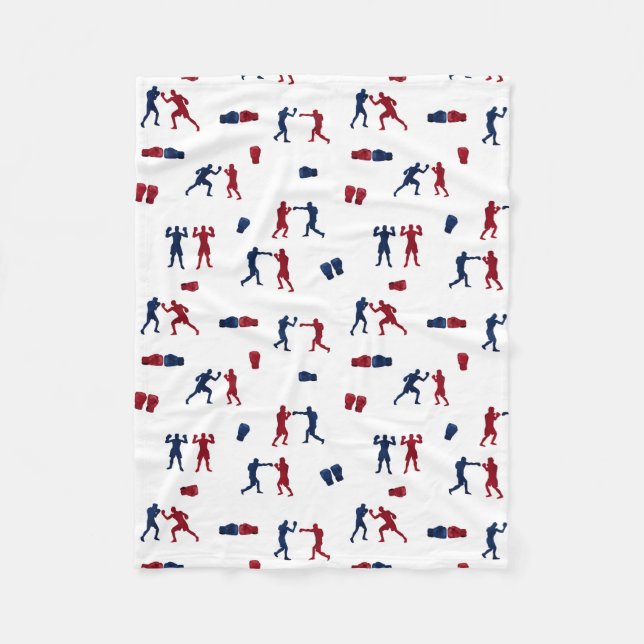 Red & Blue Boxing Gloves Boxer Pattern Fleece Blanket (Front)