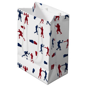 Red & Blue Boxing Gloves Boxer Pattern Medium Gift Bag