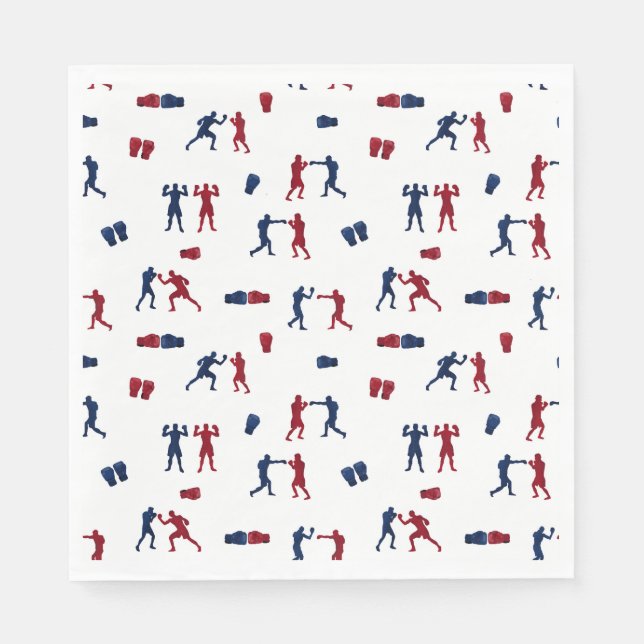 Red & Blue Boxing Gloves Boxer Pattern Napkin (Front)