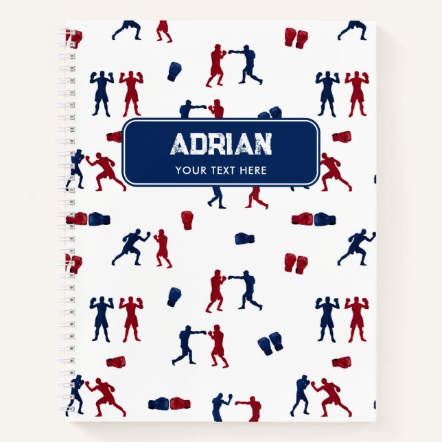 Red & Blue Boxing Gloves Boxer Pattern Notebook (Front)