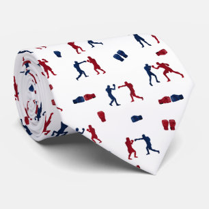 Red & Blue Boxing Gloves Boxer Pattern Tie
