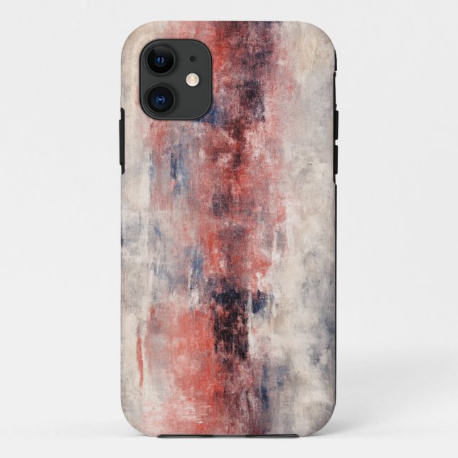 Red & Blue Brushstroke Abstract iPhone 11 Case (Back)