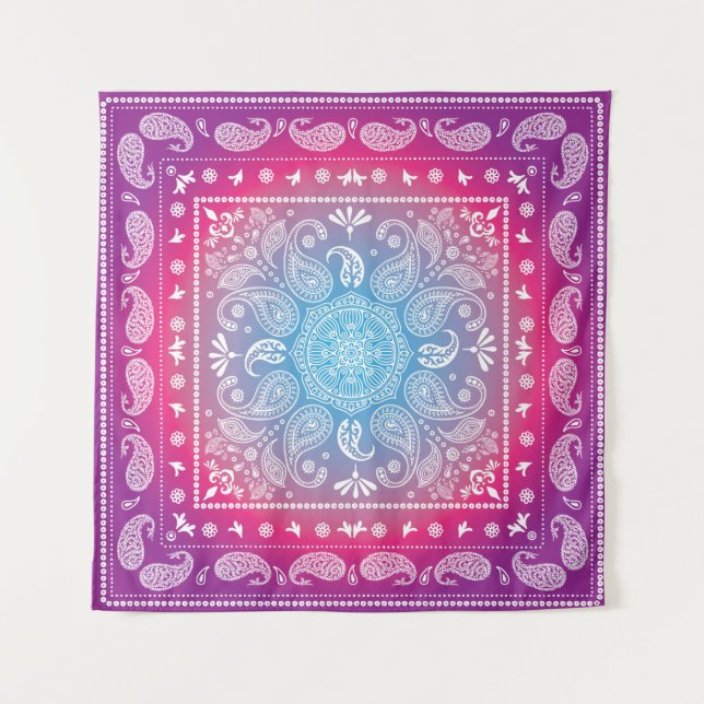 Red Blue Burst Tapestry Square (57" x %7") (Front)