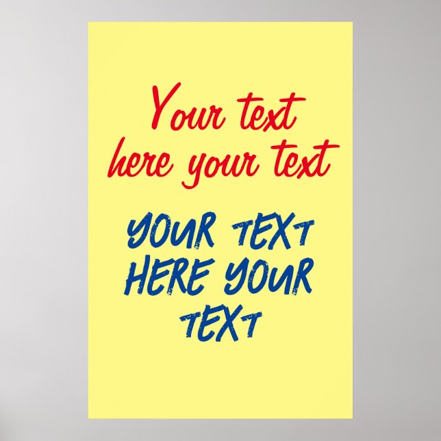 Red Blue Calligraphy Your Text Here Replace Slogan Poster (Front)