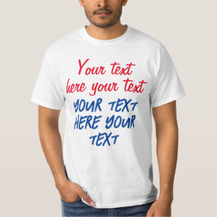 Red Blue Calligraphy Your Text Here Replace Slogan T-Shirt