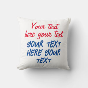 Red Blue Calligraphy Your Text Here Replace Slogan Throw Pillow