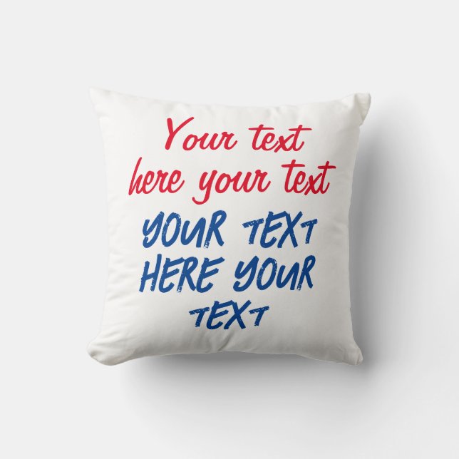 Red Blue Calligraphy Your Text Here Replace Slogan Throw Pillow (Front)