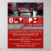 Red & Blue Car Wash, Cleaning Service Advertising