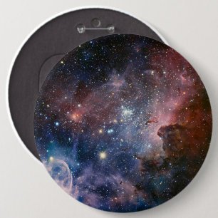 Red & Blue Carina Nebula Hubble Telescope 6 Inch Round Button
