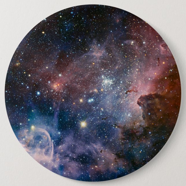 Red & Blue Carina Nebula Hubble Telescope 6 Inch Round Button (Front)