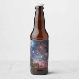 Red & Blue Carina Nebula Hubble Telescope Beer Bottle Label