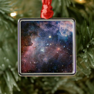 Red & Blue Carina Nebula Hubble Telescope Metal Ornament
