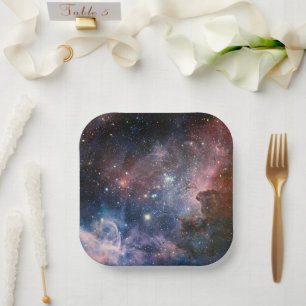 Red & Blue Carina Nebula Hubble Telescope Paper Plate