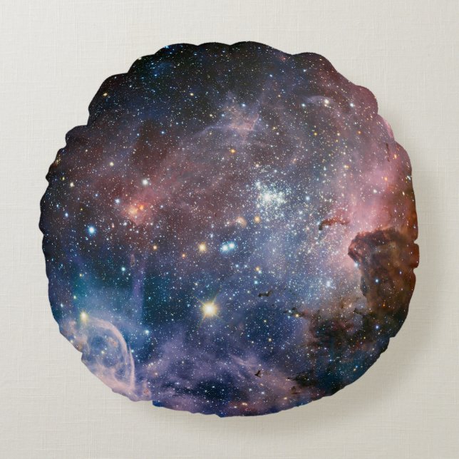 Red & Blue Carina Nebula Hubble Telescope Round Pillow (Front)