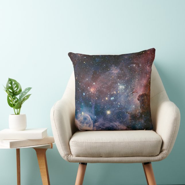 Red & Blue Carina Nebula Hubble Telescope Throw Pillow (Chair)