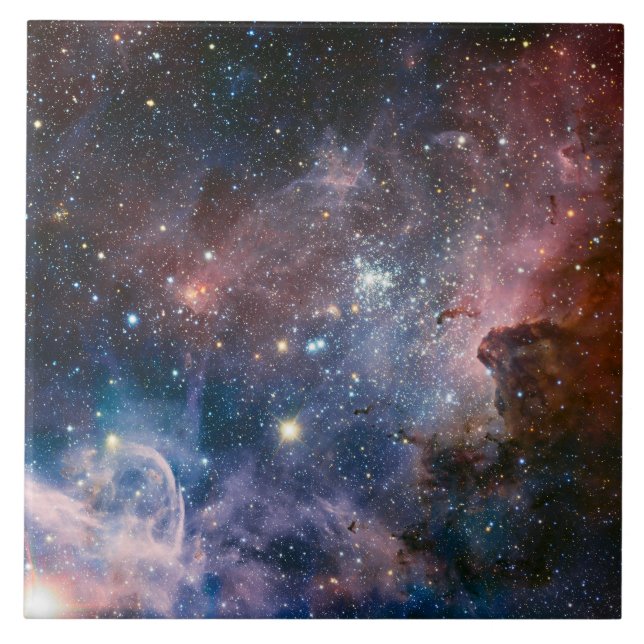 Red & Blue Carina Nebula Hubble Telescope Tile (Front)
