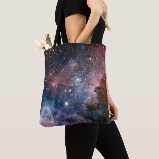 Red & Blue Carina Nebula Hubble Telescope Tote Bag (Close Up)