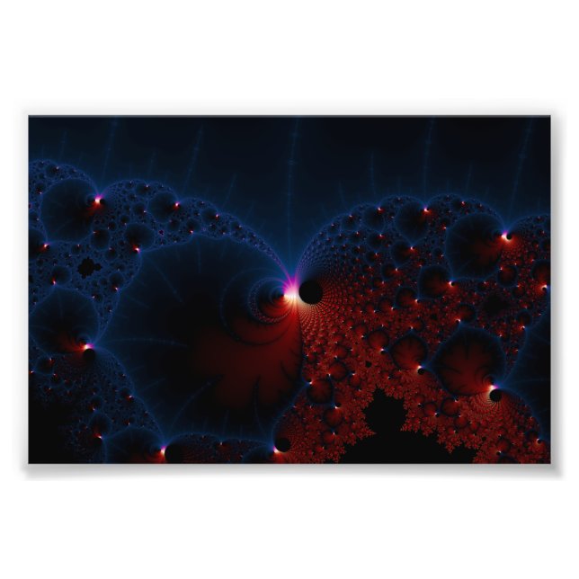 Red Blue Cells Fractal Art Photo Print (Front)