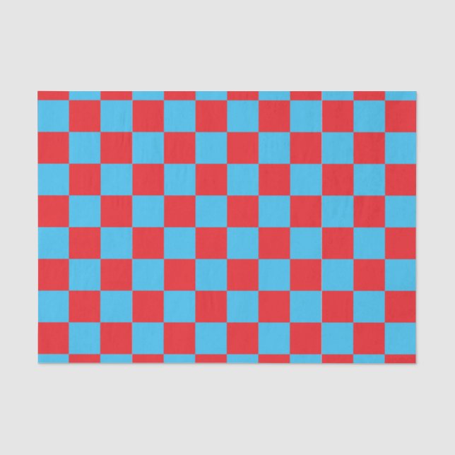 Red Blue Chequered Check Design  Tissue Paper (Front)