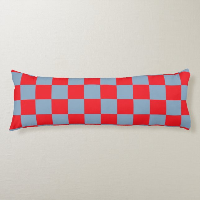 Red Blue Chequered Gingham Pattern Body Pillow (Front)