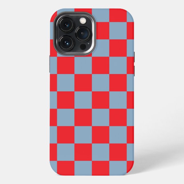 Red Blue Chequered Gingham Pattern iPhone Case (Back)