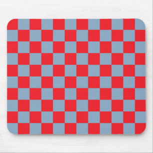 Red Blue Chequered Gingham Pattern Mouse Pad