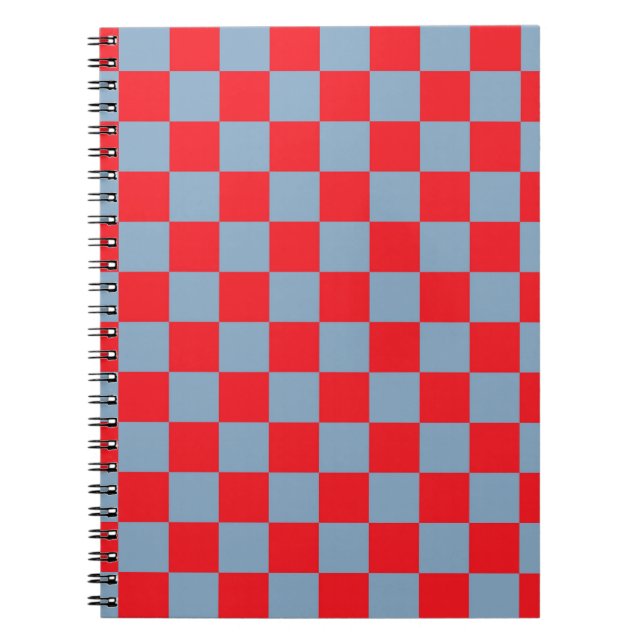 Red Blue Chequered Gingham Pattern Notebook (Front)