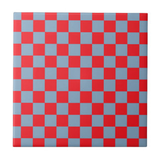 Red Blue Chequered Gingham Pattern Tile