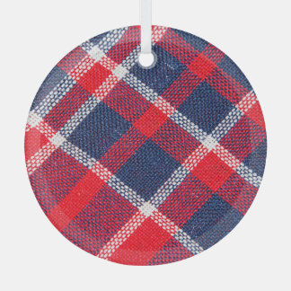 Red-blue chequered woollen texture. glass ornament