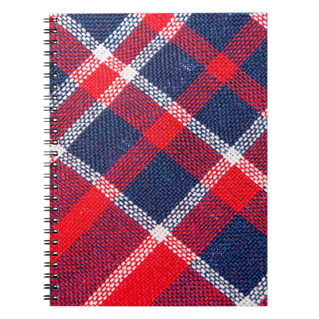 Red-blue chequered woollen texture. notebook (Front)