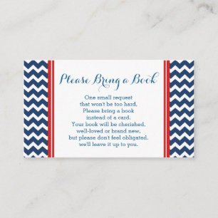 Red Blue Chevron Baby Shower Book Request Card