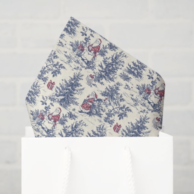 Red & Blue Christmas Santa Toile Tissue Paper (Gift Bag)