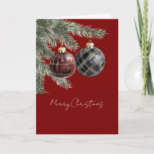 Red Blue Christmas Tree Ornaments Card