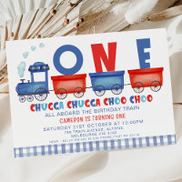 Red Blue Chugga Chugga Train 1st Birthday