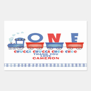 Red Blue Chugga Chugga Train 1st Birthday  Sticker