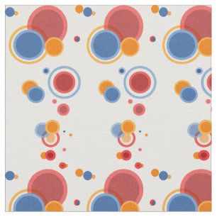 Red Blue circles polka dots Geometric pattern  Fabric