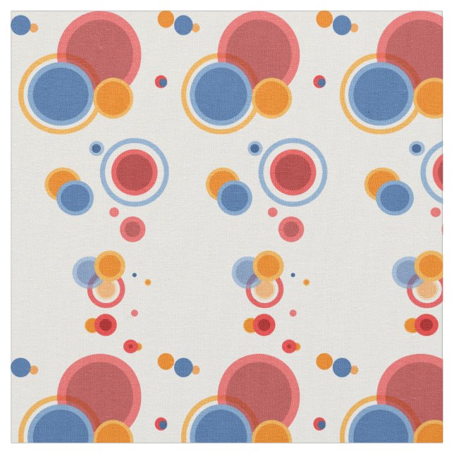 Red Blue circles polka dots Geometric pattern  Fabric (Close Up)