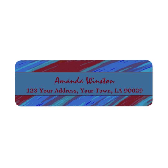 Red Blue Colour Swish Abstract Return Address Label