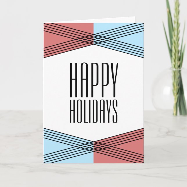 Red Blue Colourful Deco Holiday Card (Front)